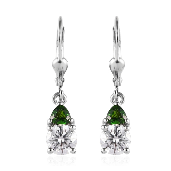 RESERVED-EMERALD & 125 FACETS MOISSANITE EARRINGS - Picture 4 of 7